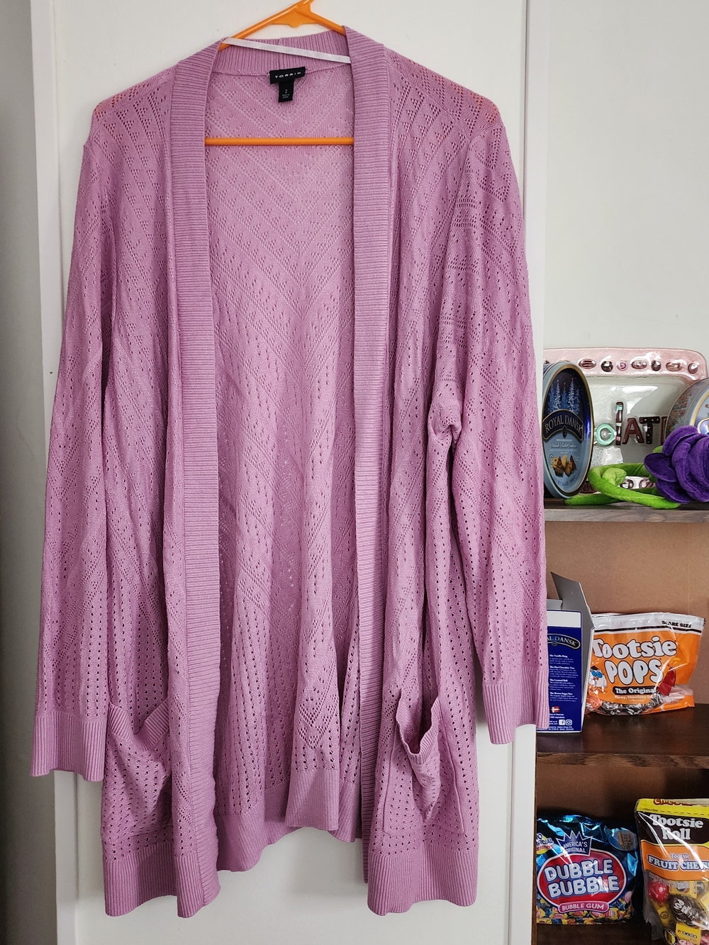 Torrid Pink Open-Front Pointelle Knit Cardigan